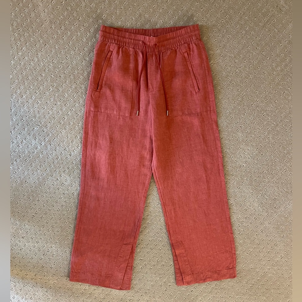 Athleta Retreat 100% Linen High Rise Wide Leg Pant,  Terracotta, Sz Small - Picture 4 of 16